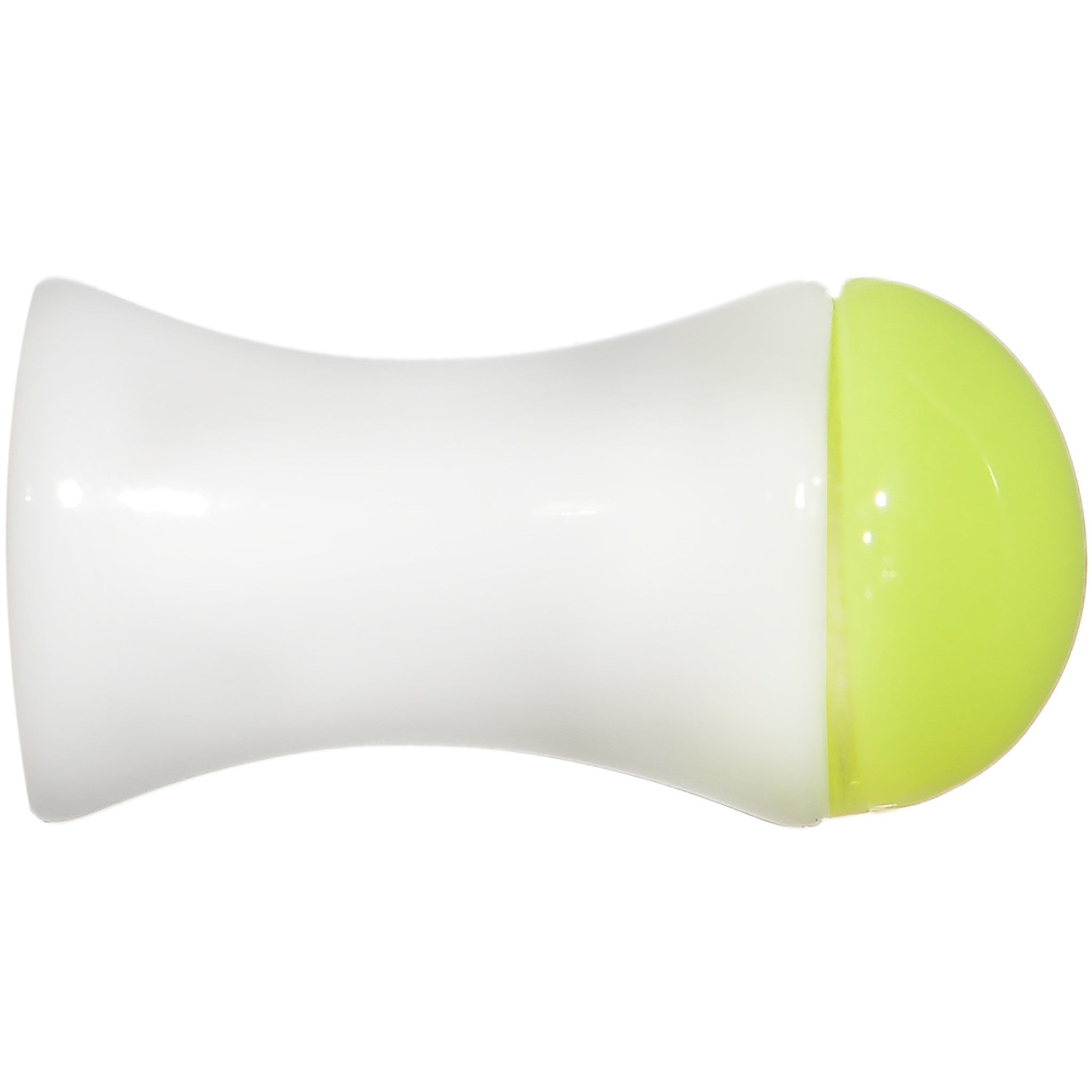BodyCandy 4G White Neon Yellow Acrylic Saddle Plug — detail close-up
