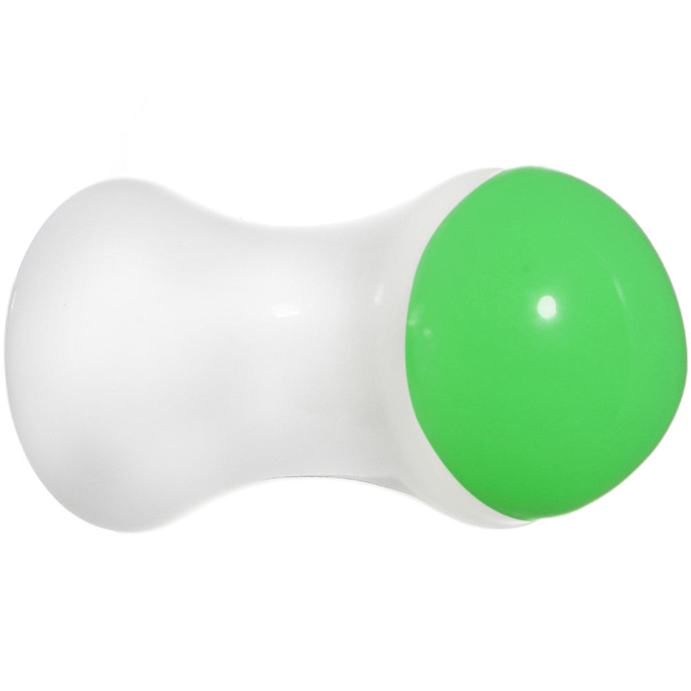BodyCandy 4G White Neon Green Acrylic Saddle Plug — main product shot