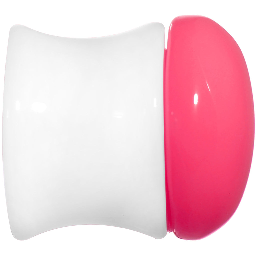 BodyCandy 1/2 White Neon Pink Acrylic Saddle Plug — detail close-up