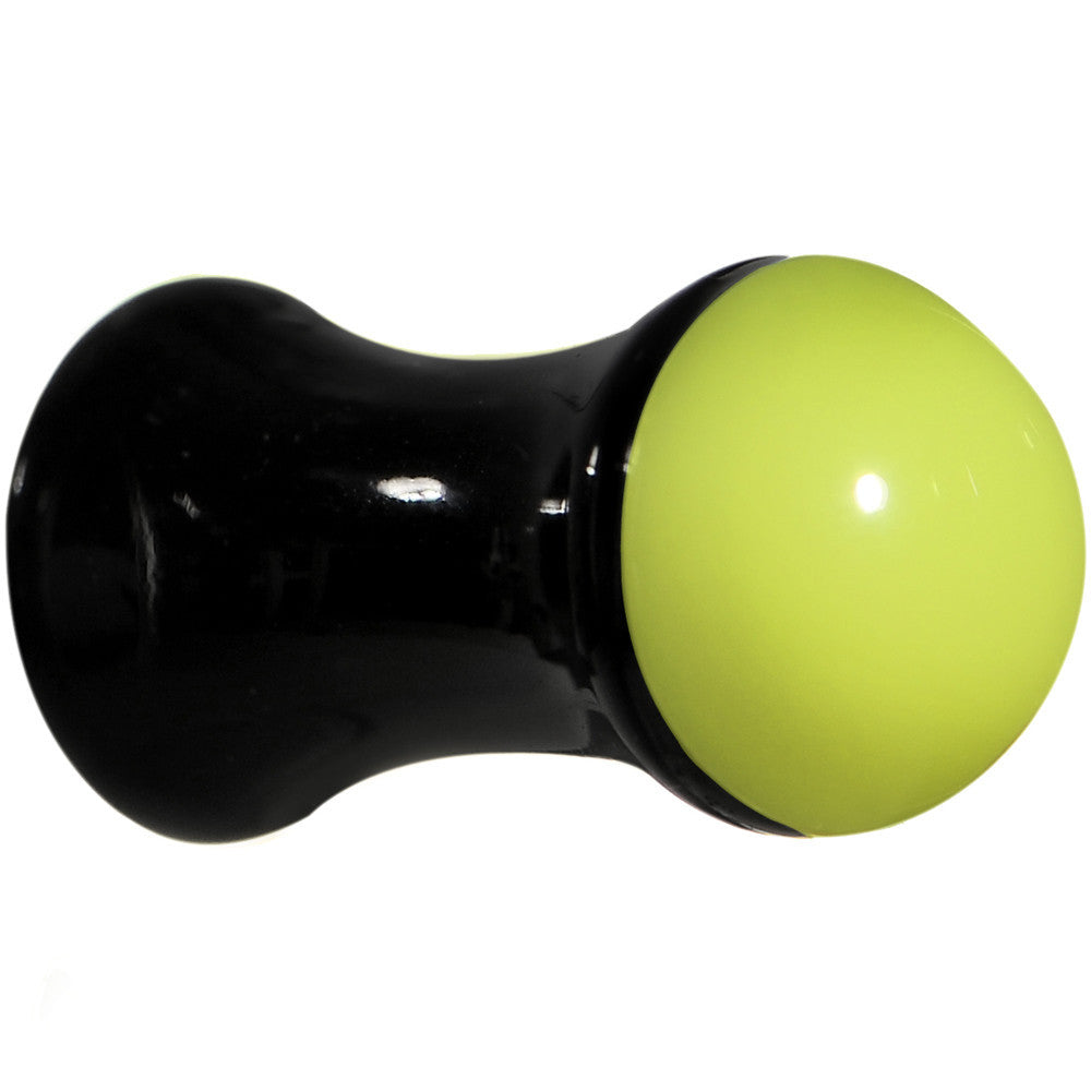 BodyCandy 4G Black Neon Yellow Acrylic Saddle Plug — main product shot