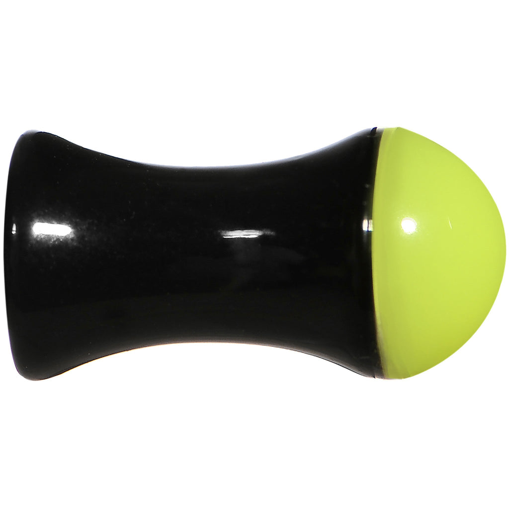 BodyCandy 4G Black Neon Yellow Acrylic Saddle Plug — detail close-up