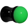 BodyCandy 0G Black Neon Green Acrylic Saddle Plug — main product shot