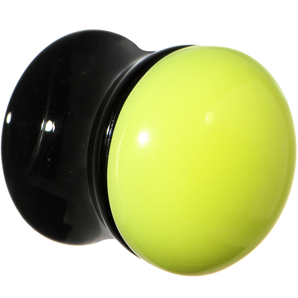 BodyCandy 1/2 Black Neon Yellow Acrylic Saddle Plug — main product shot