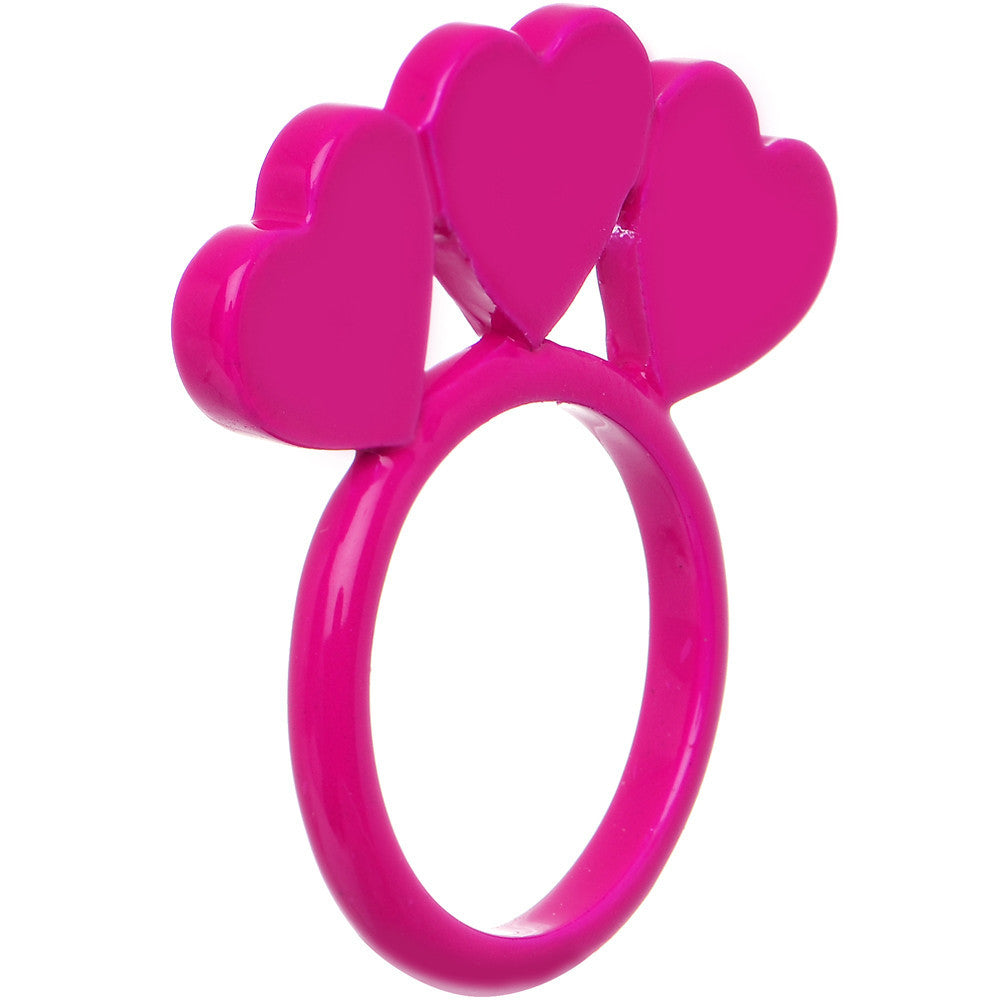 BodyCandy Size 6 Pink Neon Sweet Hearts Enamel Ring — main product shot