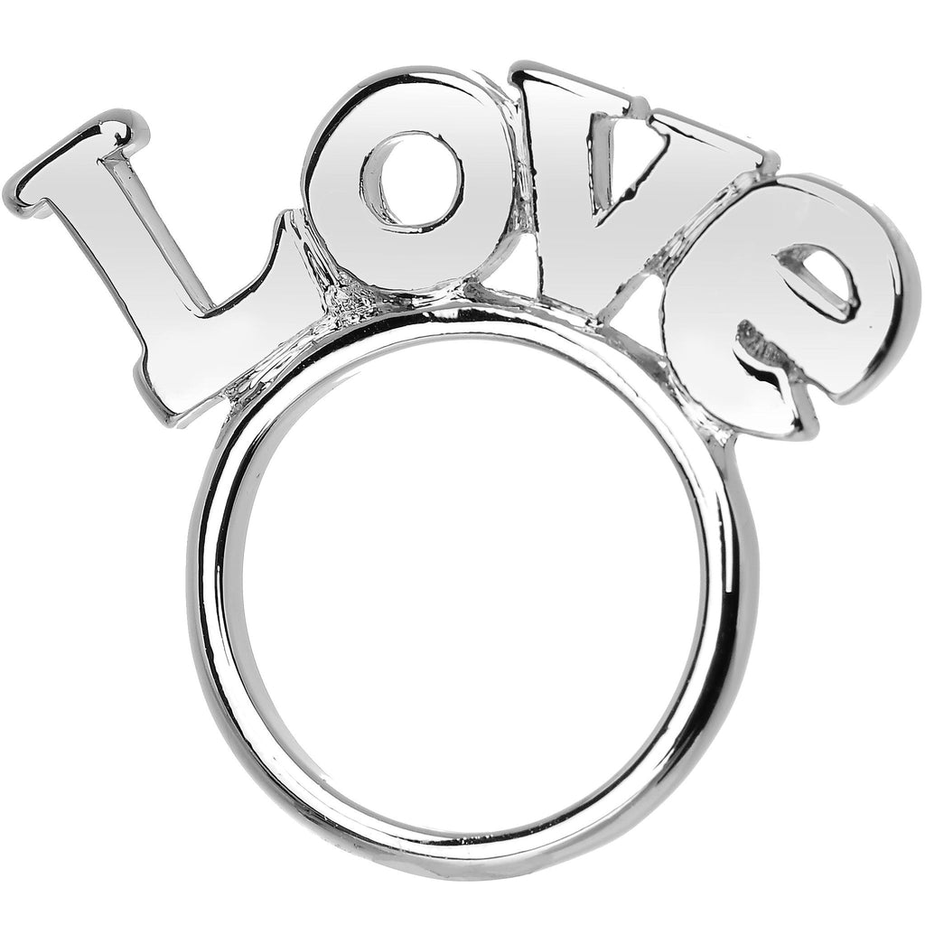 BodyCandy Size 6 Silver Tone Choose Love Ring — detail close-up