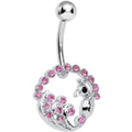 BodyCandy Pink Gem Paved Preening Peacock Belly Ring — main product shot