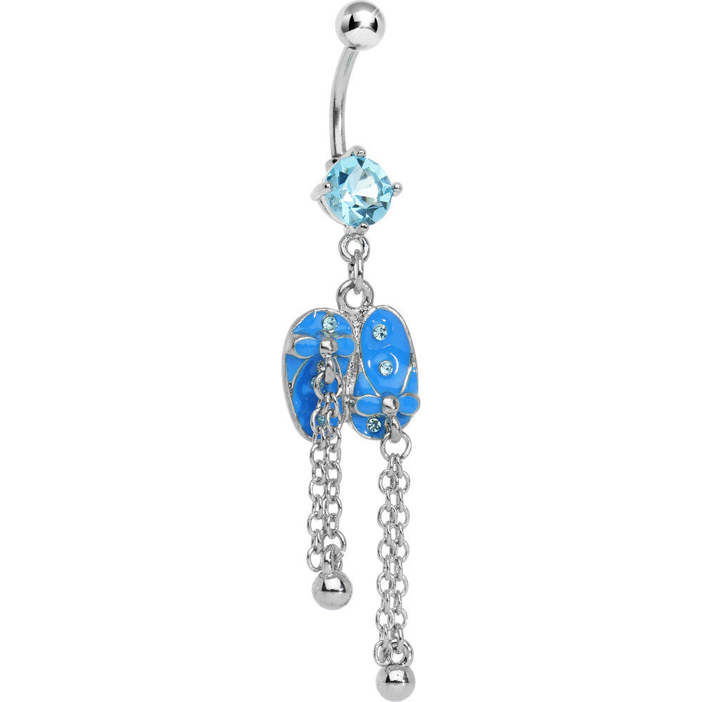 BodyCandy Aqua Gem Blue Beach Sandals Chain Dangle Belly Ring — main product shot