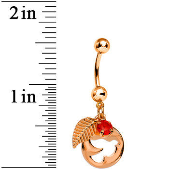 BodyCandy Red Gem Rose Gold Dove Bird Apple Dangle Belly Ring — lifestyle context
