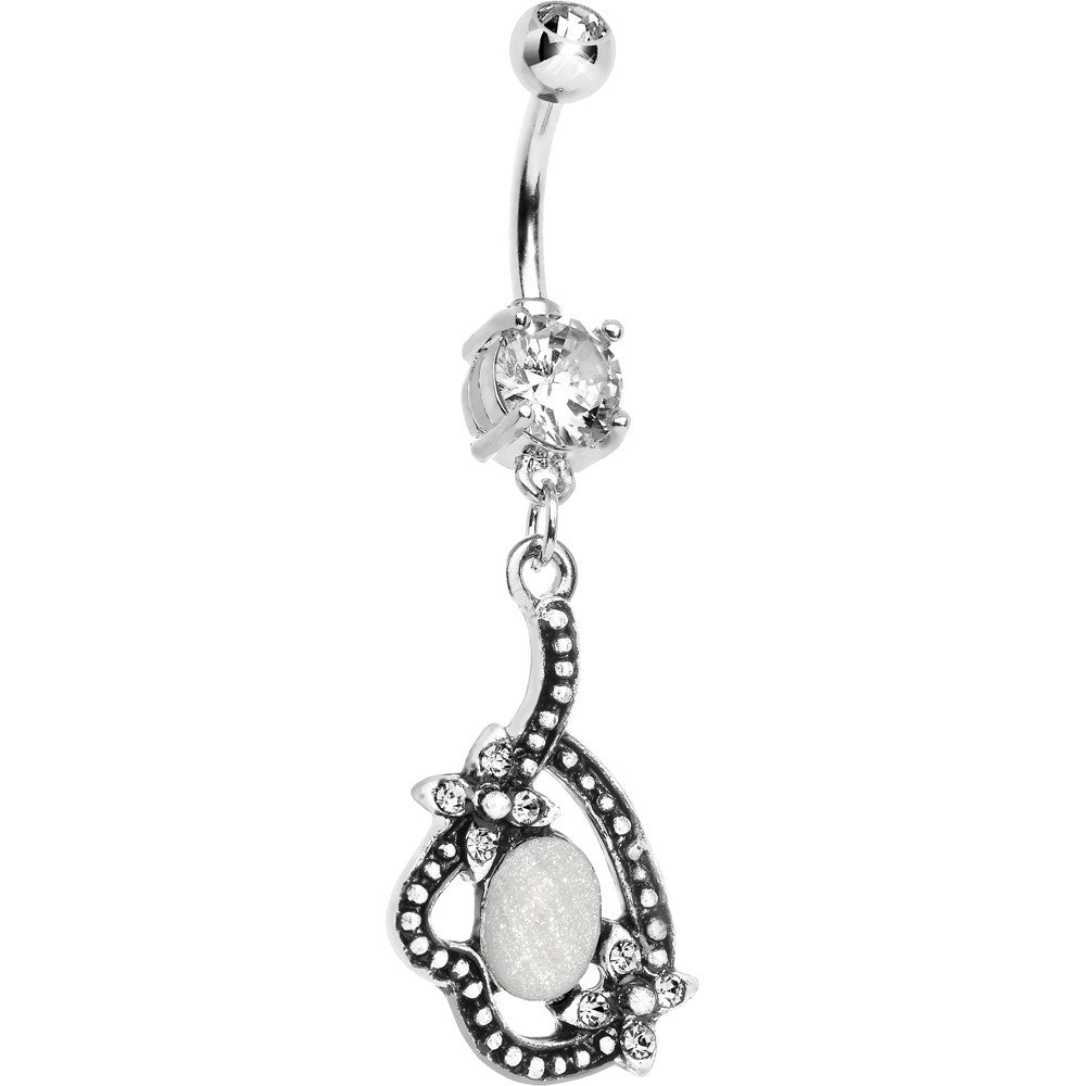 BodyCandy Double Clear Gem Love's Path Dangle Belly Ring — main product shot