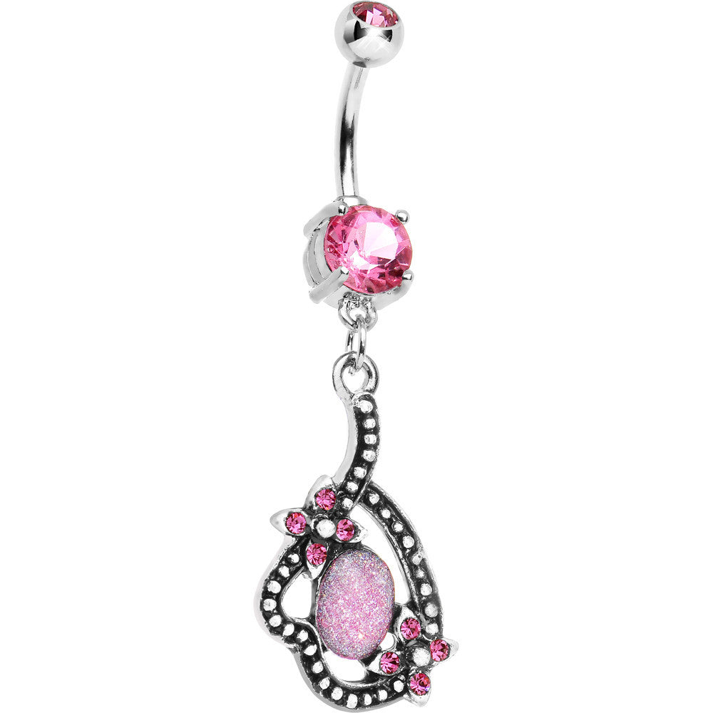 BodyCandy Double Pink Gem Love's Path Dangle Belly Ring — main product shot