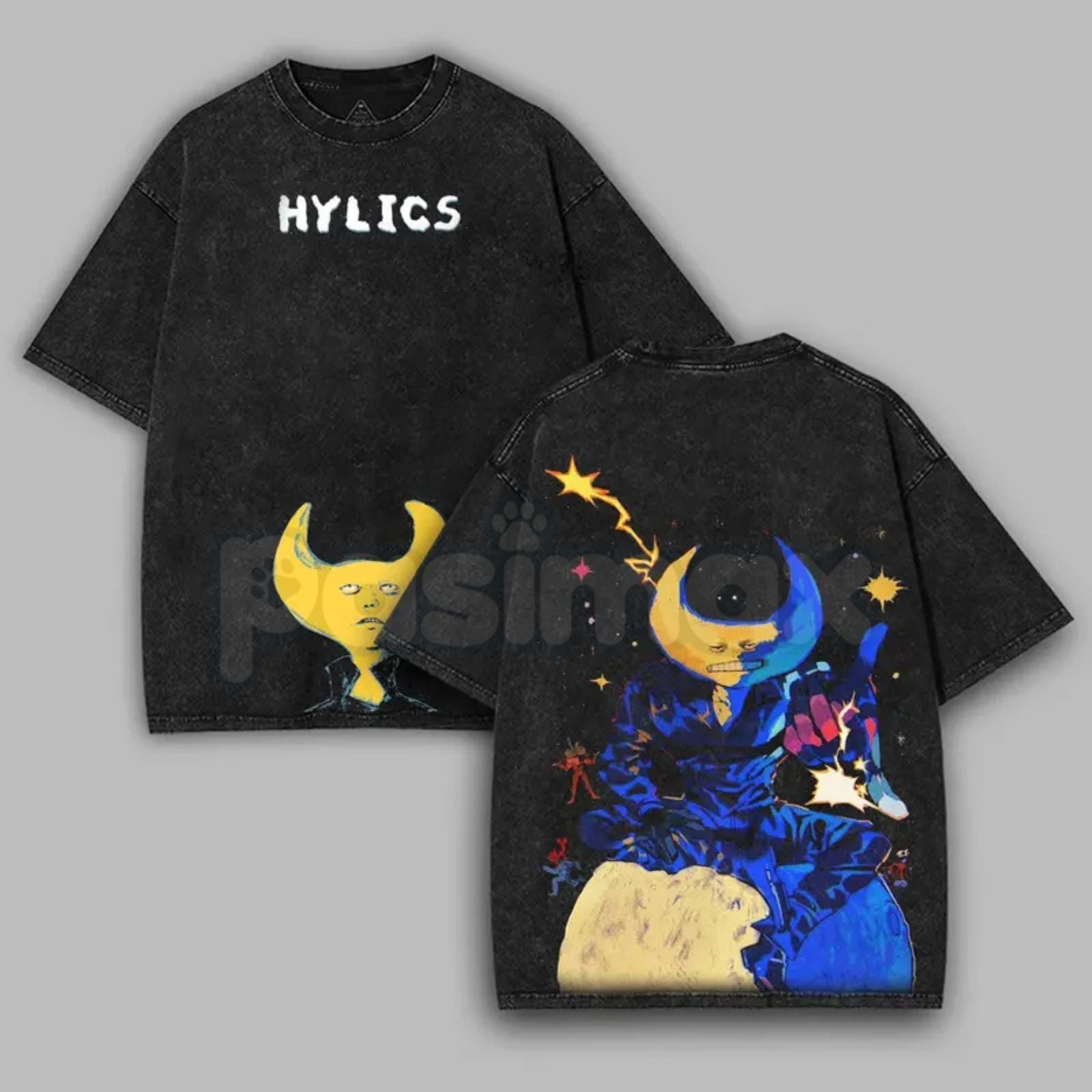Pasimax Hylics Game Oversize Acid Wash T-Shirt – Surreal Indie RPG Graphic Tee, Heavy Cotton — side view