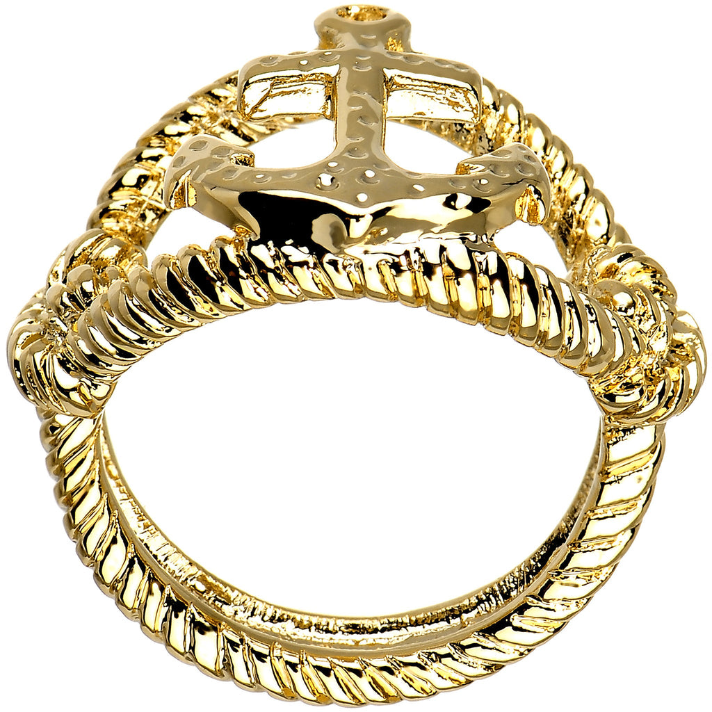 BodyCandy Gold Tone Nautical Anchor with Rope Ring - Size 7 — lifestyle context