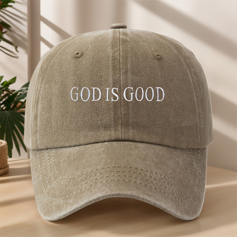 MyClosetAid [Vintage Baseball Cap] Embroidered "GOD IS GOOD" Design — fabric or material detail