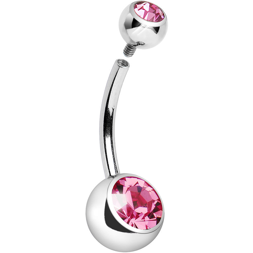 BodyCandy Internally Threaded Pink Double Gem Belly Ring 11mm — main product shot