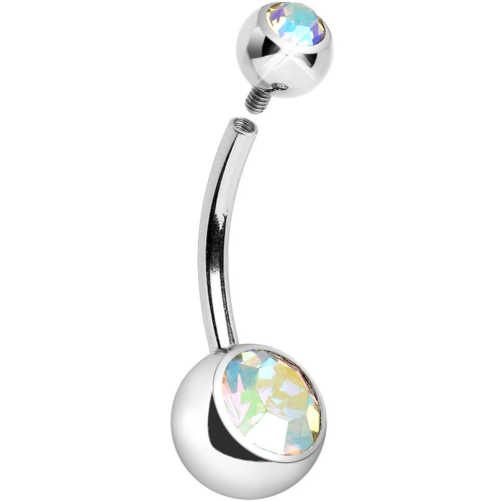 BodyCandy 14G Internally Threaded Aurora Double Gem Belly Ring 11mm — main product shot