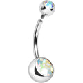 BodyCandy 14G Internally Threaded Aurora Double Gem Belly Ring 11mm — main product shot