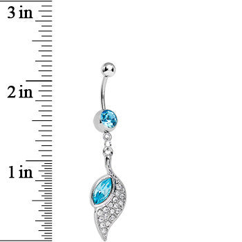 BodyCandy Aqua Gem Pleasant Wing Dangle Belly Ring — detail close-up
