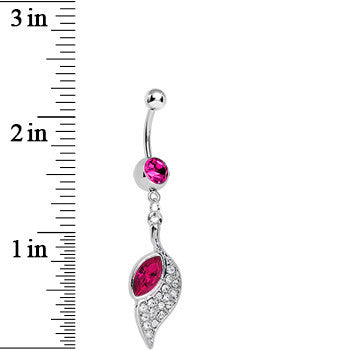 BodyCandy Fuchsia Gem Pleasant Wing Dangle Belly Ring — detail close-up