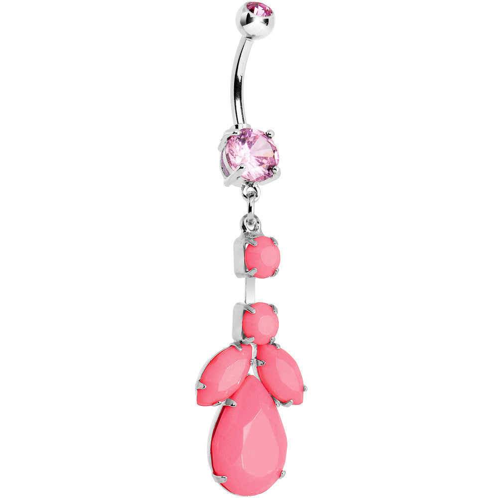BodyCandy Pink Gem Neon Leaf Vine Dangle Belly Ring — main product shot