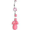 BodyCandy Pink Gem Neon Leaf Vine Dangle Belly Ring — main product shot