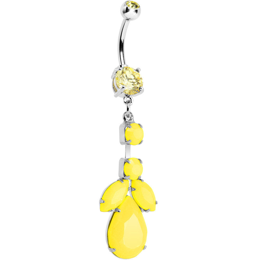 BodyCandy Yellow Gem Neon Leaf Vine Dangle Belly Ring — main product shot