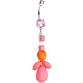 BodyCandy Pink Gem Neon Heart Leaf Vine Dangle Belly Ring — main product shot