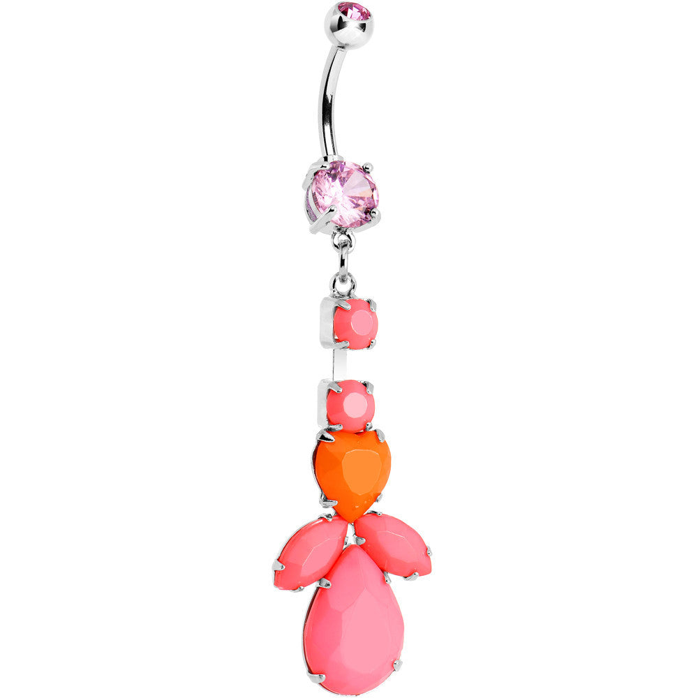 BodyCandy Pink Gem Neon Heart Leaf Vine Dangle Belly Ring — main product shot
