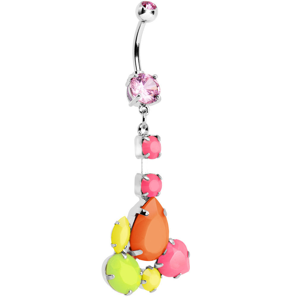 BodyCandy Pink Gem Neon Jumble Dangle Belly Ring — main product shot