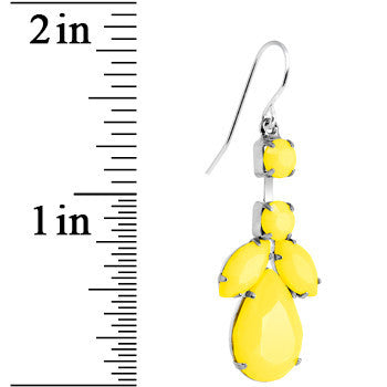 BodyCandy Faux Yellow Stone Neon Leaf Vine Dangle Earrings — detail close-up