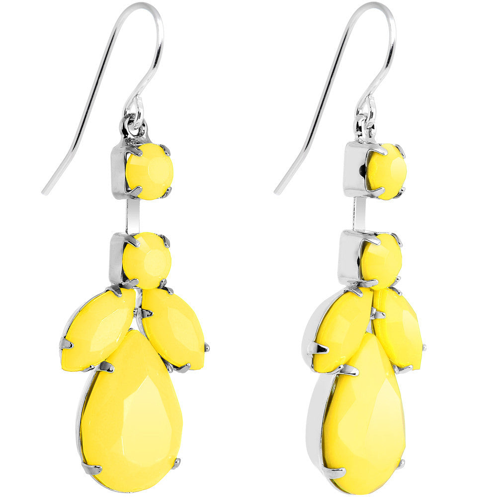 BodyCandy Faux Yellow Stone Neon Leaf Vine Dangle Earrings — main product shot