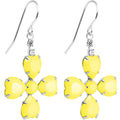 BodyCandy Clear Gem Yellow Neon Four Leaf Flower Dangle Earrings — main product shot