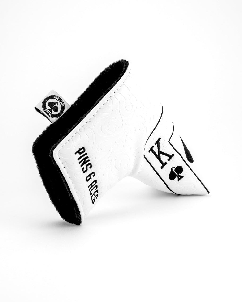 Pins and Aces White Out Ace of Spades - Blade Putter Cover — side view