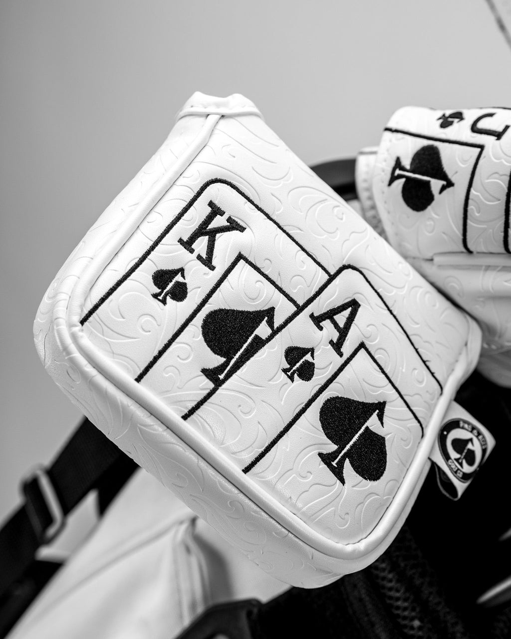 Pins and Aces White Out Ace of Spades - Mallet Putter Cover — back view