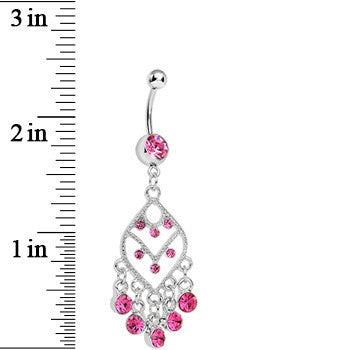 BodyCandy Pink Gem Chandelier Dreams Dangle Belly Ring — detail close-up