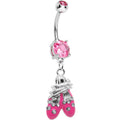 BodyCandy Pink Gem Entangled Ballet Shoes Dangle Belly Ring — main product shot