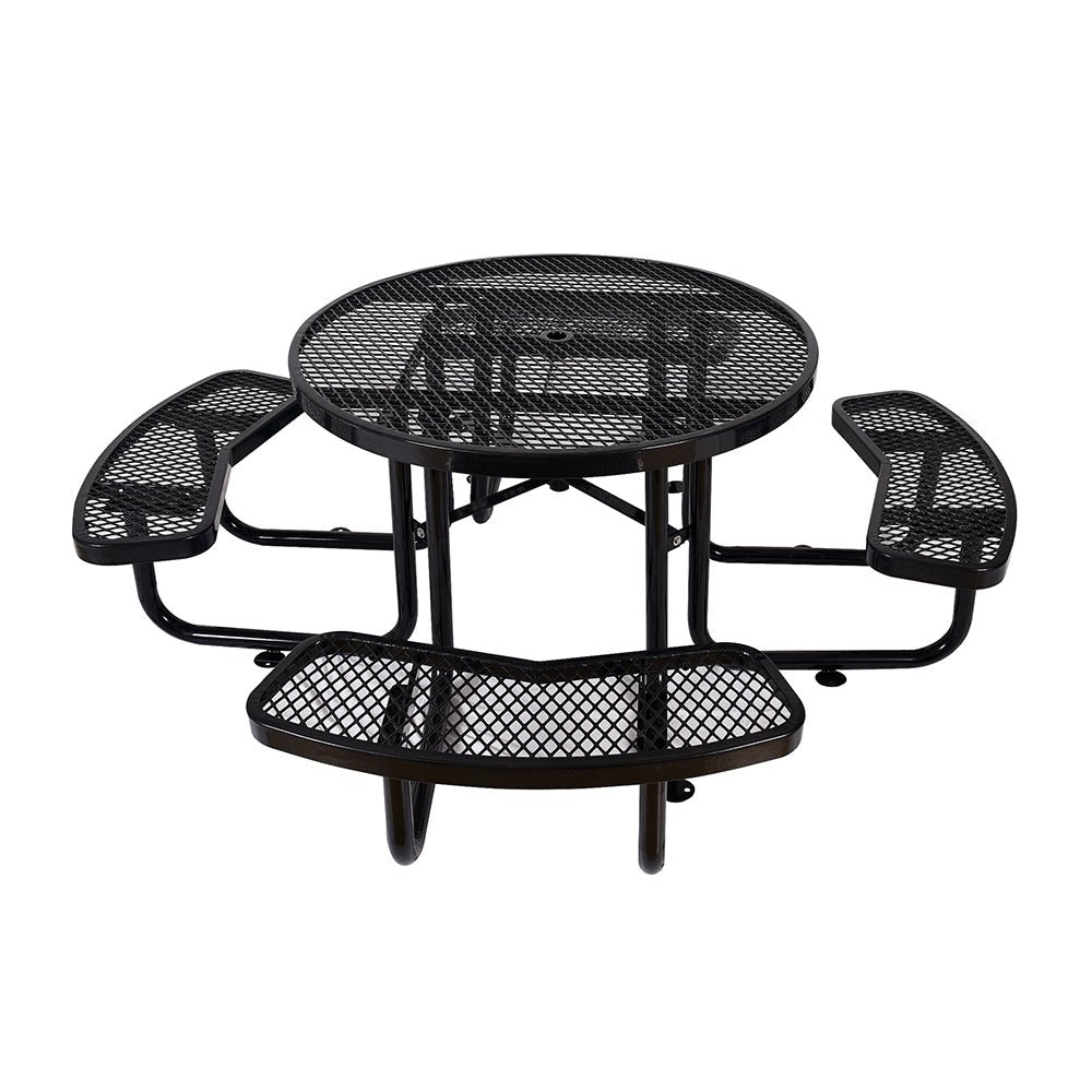 Large 46-Inch Heavy-Duty Round Outdoor Steel Picnic Table With Umbrella Hole (SAK96428) – SAKSBY WHOLESALE, view 10