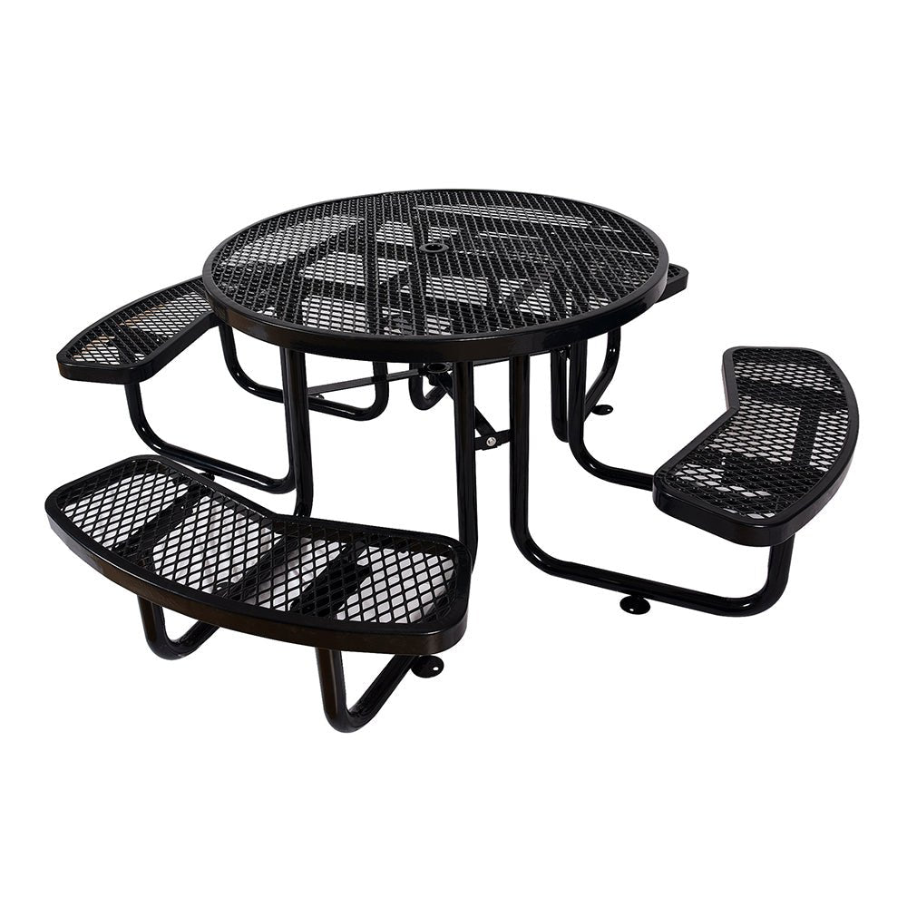 Large 46-Inch Heavy-Duty Round Outdoor Steel Picnic Table With Umbrella Hole (SAK96428) – SAKSBY WHOLESALE, view 6
