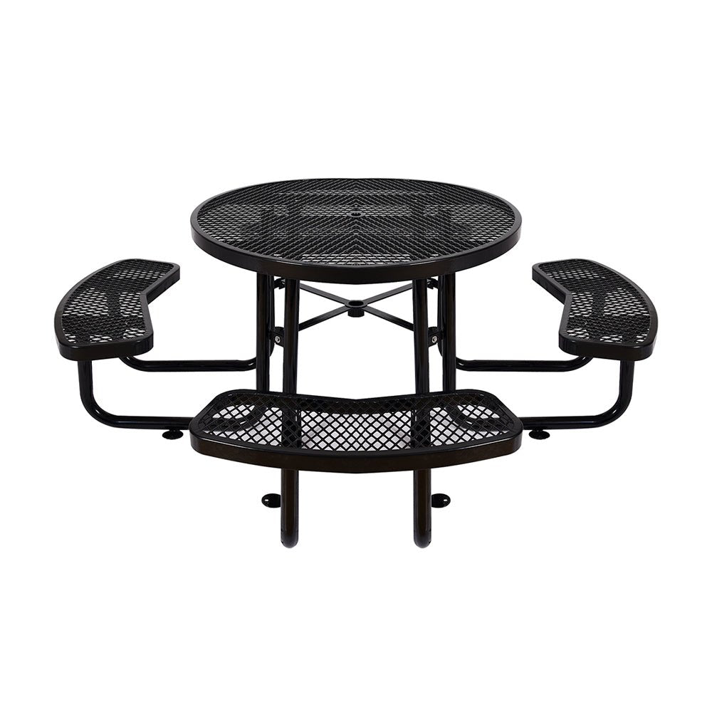 Large 46-Inch Heavy-Duty Round Outdoor Steel Picnic Table With Umbrella Hole (SAK96428) – SAKSBY WHOLESALE