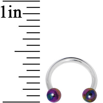 BodyCandy 16G 5/16 Metallic Rainbow Horseshoe Circular Barbell — detail close-up