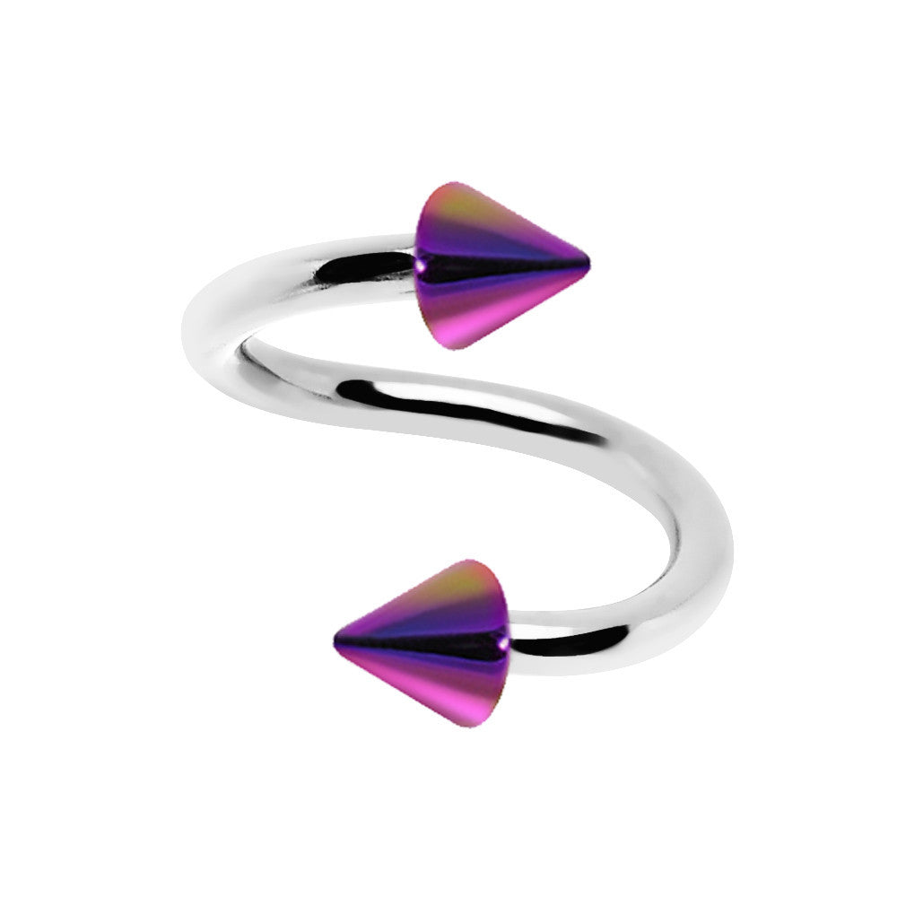 BodyCandy 16G 5/16 Iridescent Rainbow Acrylic Cione Spiral Twister Ring — main product shot