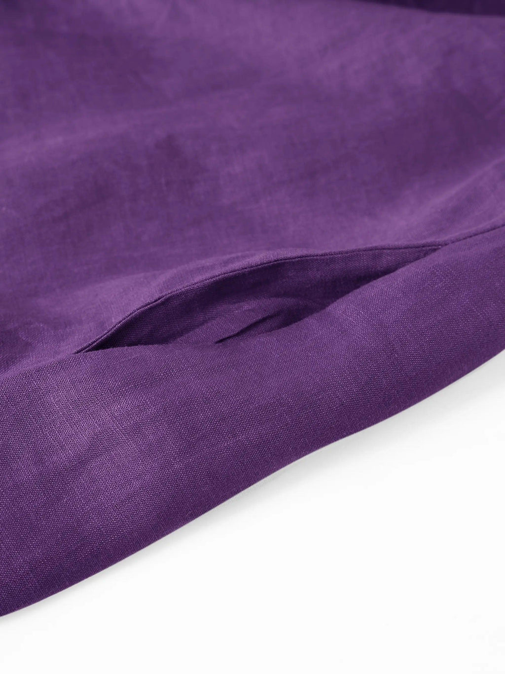 LINTICO 100% Linen Collarless Mid-Length Dress SOFIA — detail close-up