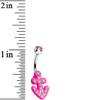 BodyCandy Pink Gem Neon Pink Nautical Anchor Glam Belly Ring — detail close-up