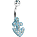 BodyCandy Aqua Gem Aqua Nautical Anchor Glam Belly Ring — main product shot
