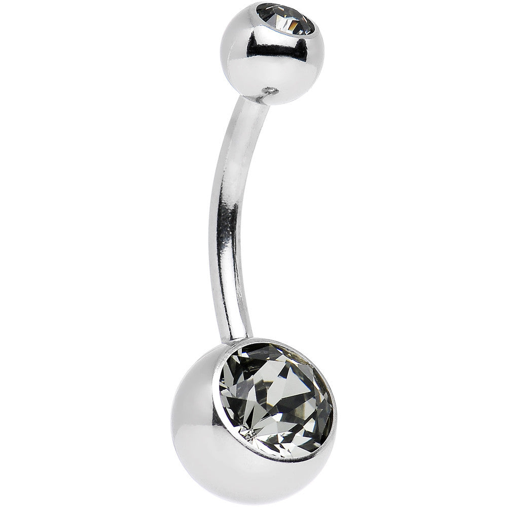 BodyCandy Black Misted Double Gem Belly Ring Created with Crystals — main product shot