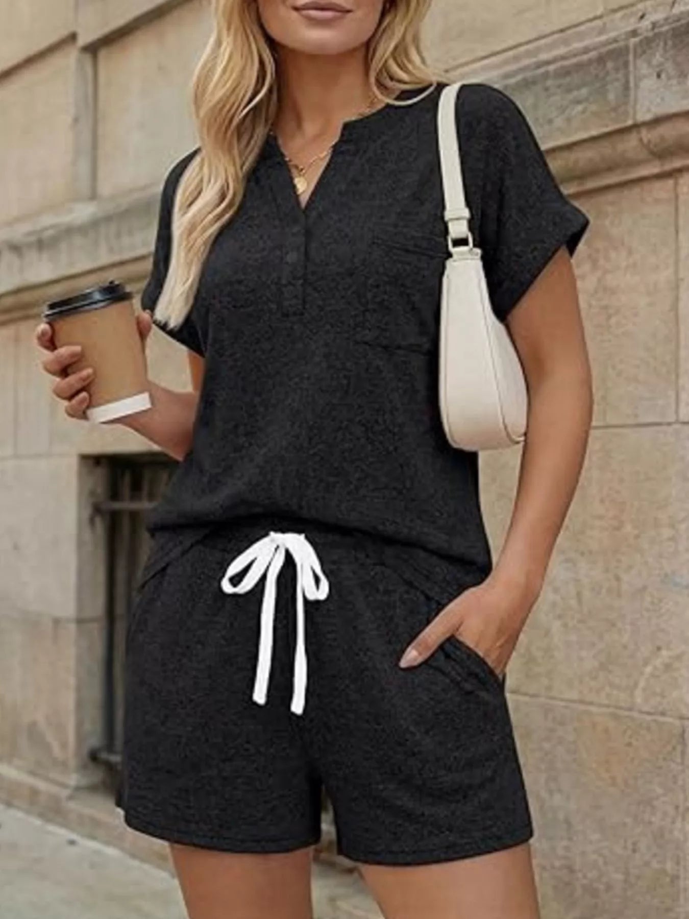 Short Sleeve Top and Shorts Set