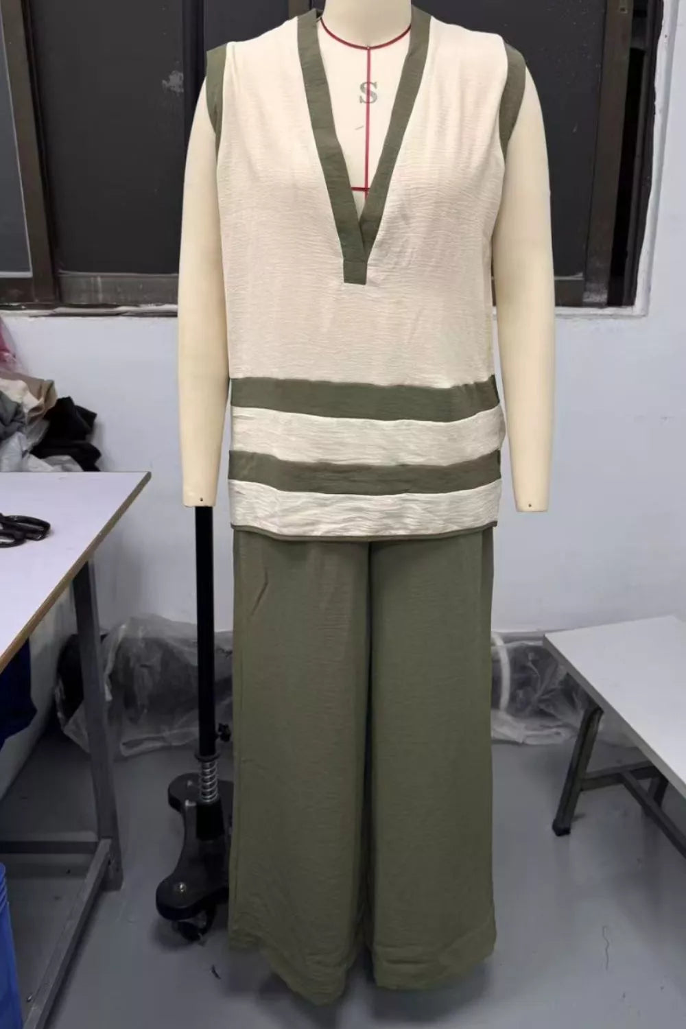 Sleeveless Top and Wide Leg Pants Set