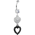 BodyCandy Crystalline Gem Paved Heart Black Gem Hollow Heart Dangle Belly Ring — main product shot