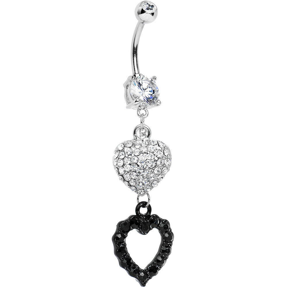 BodyCandy Crystalline Gem Paved Heart Black Gem Hollow Heart Dangle Belly Ring — main product shot