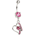 BodyCandy Pink Gem Crystalline Mending Heart Dangle Belly Ring — main product shot