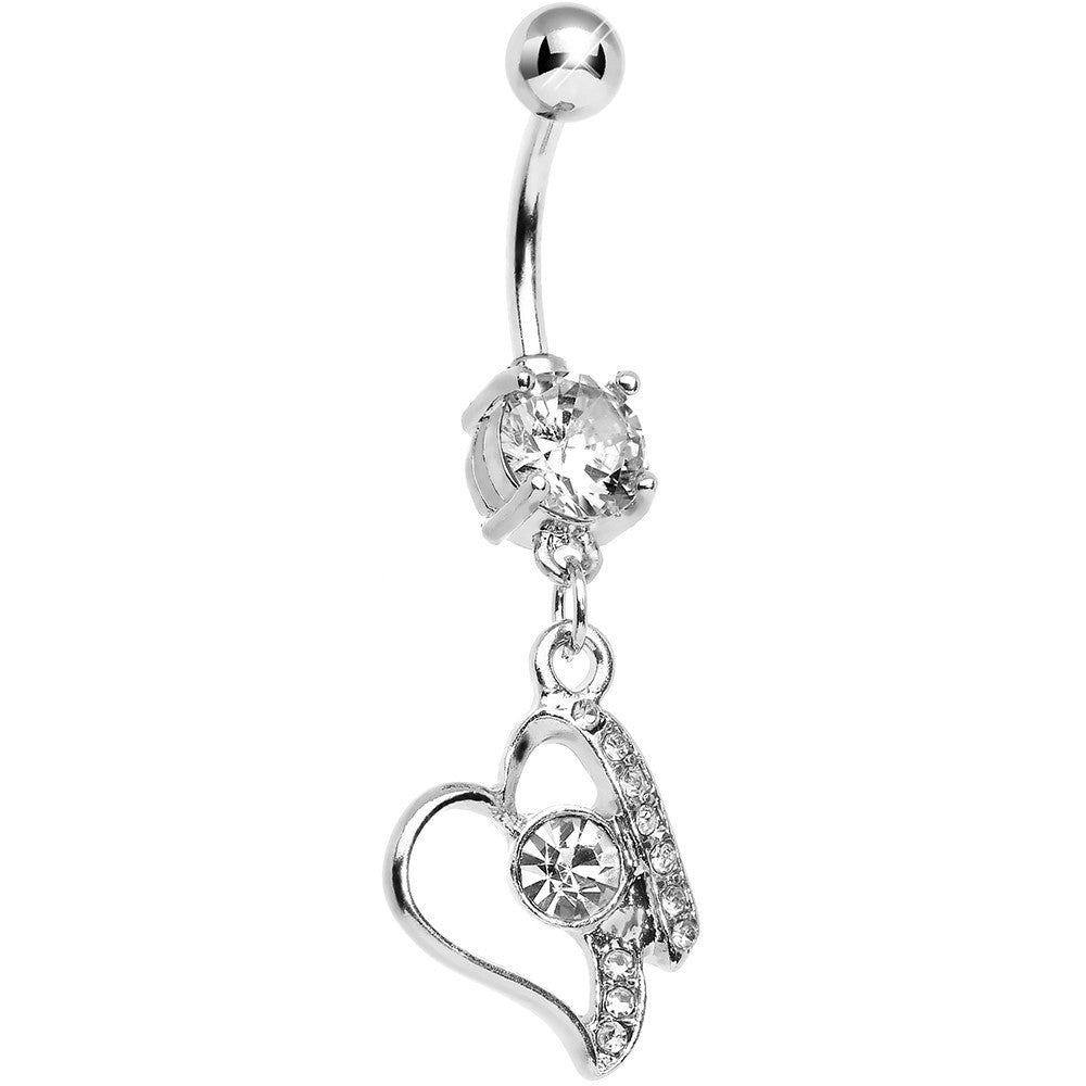 BodyCandy Clear Gem Crystalline Mending Heart Dangle Belly Ring — main product shot